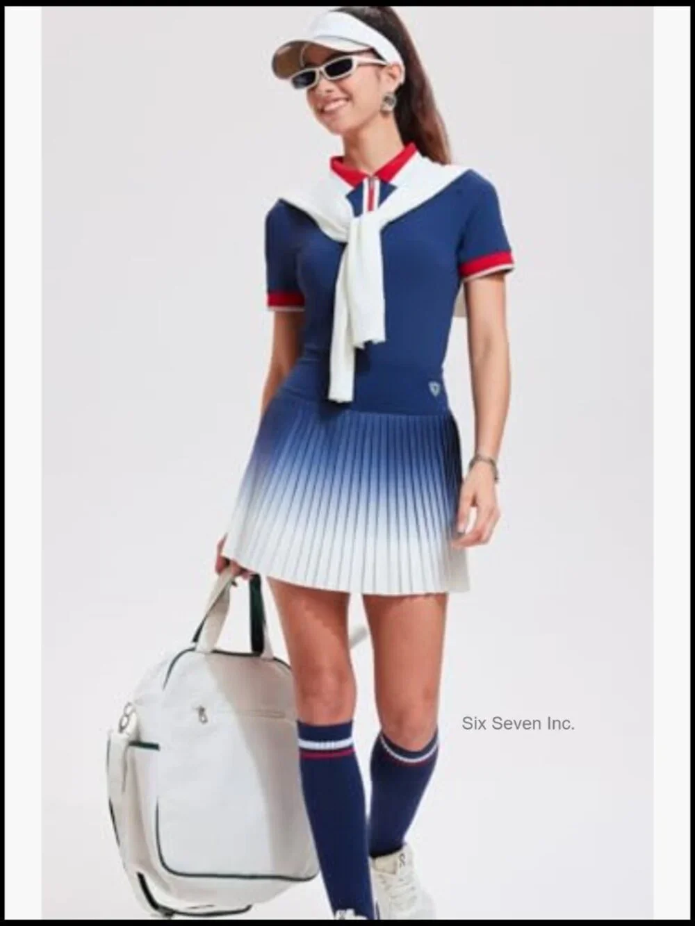 Matching 2 Piece Tennis Skirt Set with Pleated Skort and Polo Top